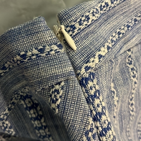 Ann Taylor LOFT Cotton Striped Tweed Faux Wrap Skirt Size 12 Dynamic Blue - Picture 5 of 7